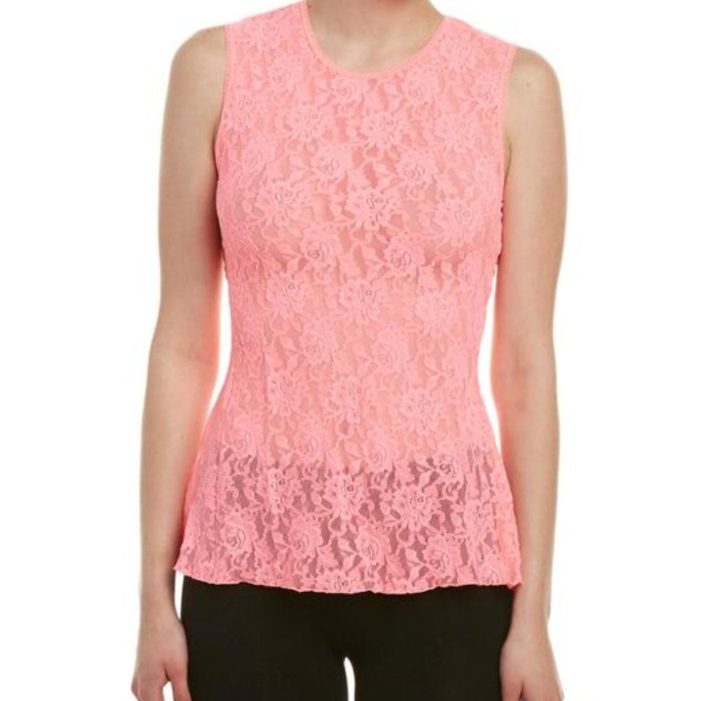 HANKY PANKY Lace Keyhole Cami Camisole in Peach Fizz Size Small Brand New